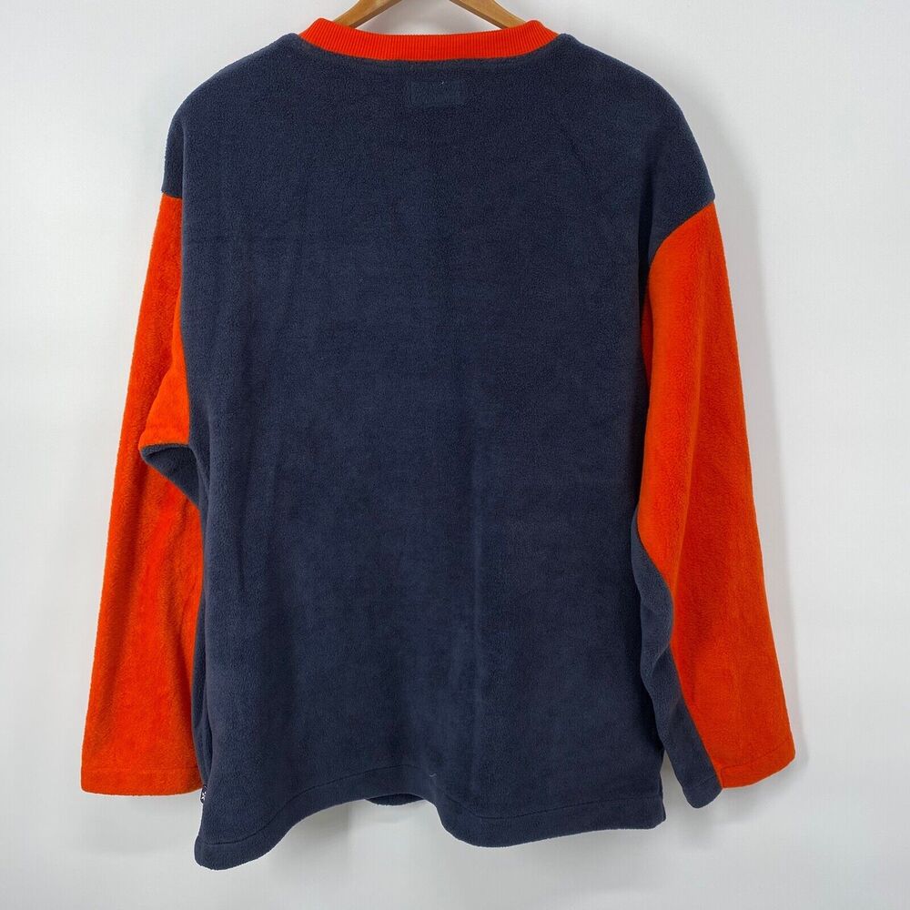 Y2K Arizona Jean Co. Men's Orange Navy Colorblock Fleece Sweatshirt Top Shirt XL - Picture 2 of 3